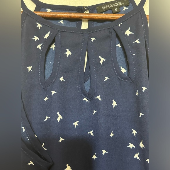 Adorable Papermoon. Navy with white birds tank. Size medium - Picture 3 of 5